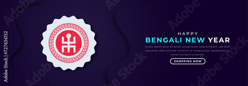 Happy Bengali New Year Paper cut style Vector Design Illustration for Background, Poster, Banner, Advertising, Greeting Card
