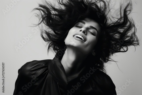 Woman With Flowing Hair in the Wind