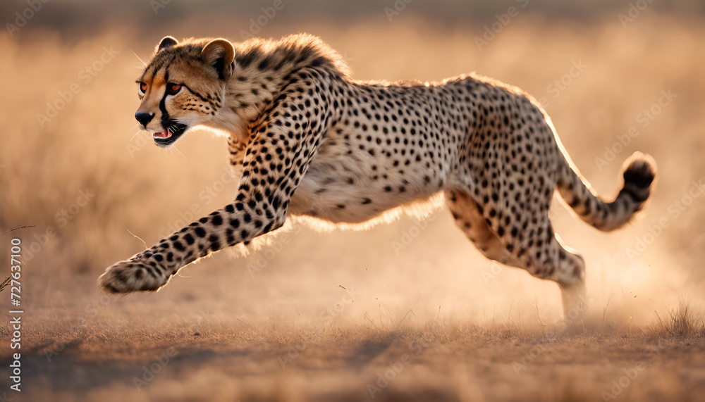 cheetah running through the hot savannah cheetah running through the hot savannah