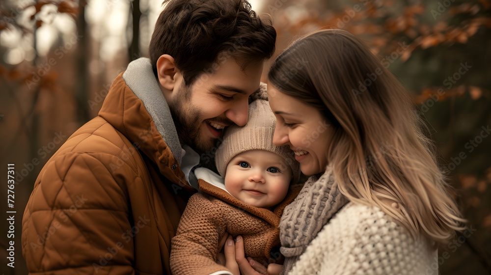 Obraz premium parent and child hugging together, family happiness, parents' love for children, parent and baby, the warmth of family