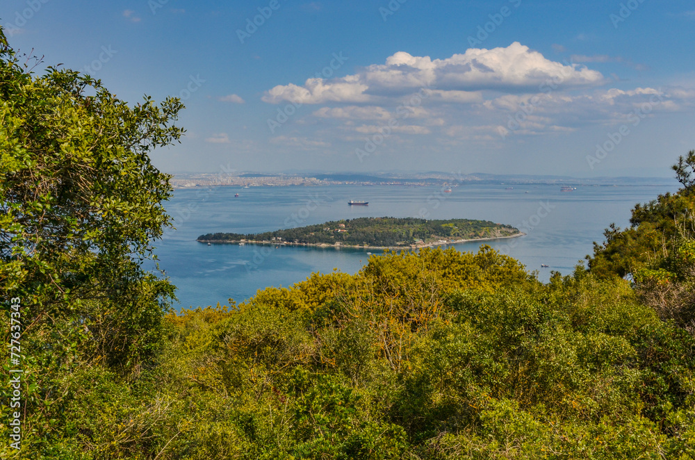 Sedef Island and Marmara sea scenic view from Buyukada National Park (Adalar, Turkey) Sedef Island and Marmara sea scenic view from Buyukada National Park (Adalar, Turkey)