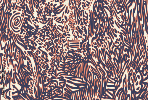 Vector handmade folk background. Abstract illustration with 3 colors. Cover design