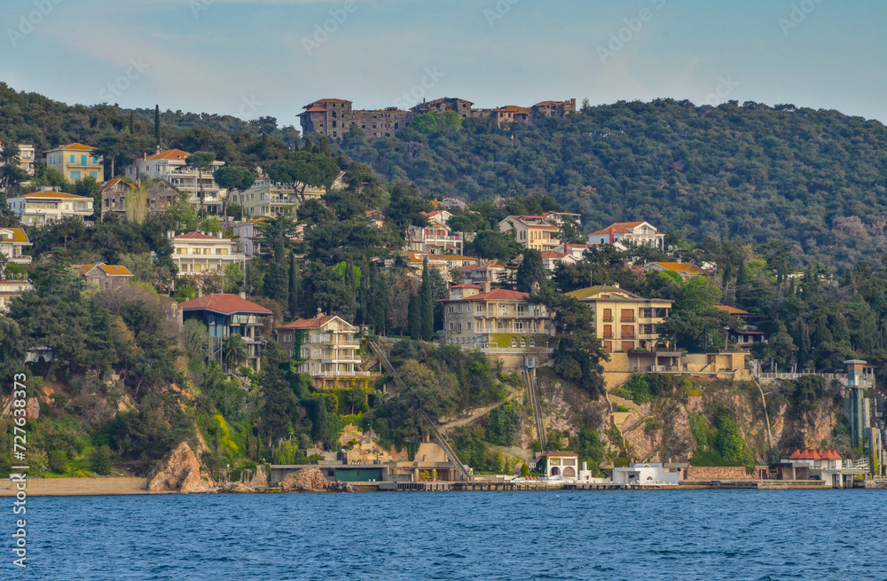villas and hotels on Buyukada island coast (Adalar, Turkey)