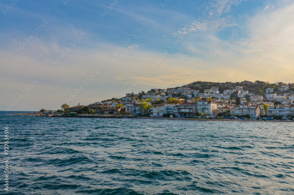 Kinaliada island and harbor scenic view from Istanbul ferry boat (Adalar, Turkey)