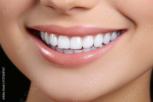 Beautiful smile. perfect teeth whitening by dental clinic for oral care and stomatology