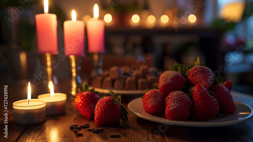 Sweets with strawberries during a date.