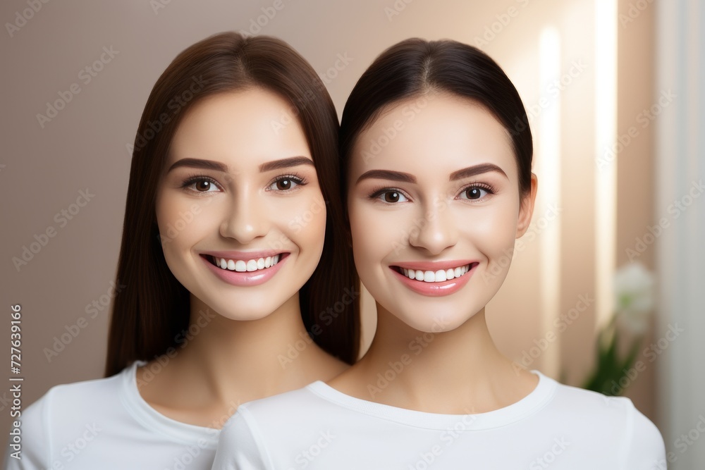 Perfect healthy teeth smile, teeth whitening - dental clinic patient, oral care dentistry image Perfect healthy teeth smile, teeth whitening - dental clinic patient, oral care dentistry image