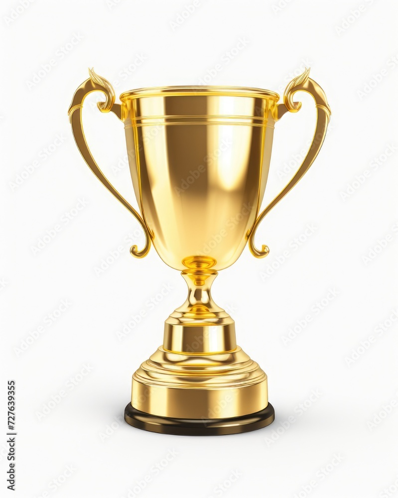 Golden Trophy Cup - 3D Render of Isolated Gold Award Prize for Winners and Champions in First Place Golden Trophy Cup - 3D Render of Isolated Gold Award Prize for Winners and Champions in First Place