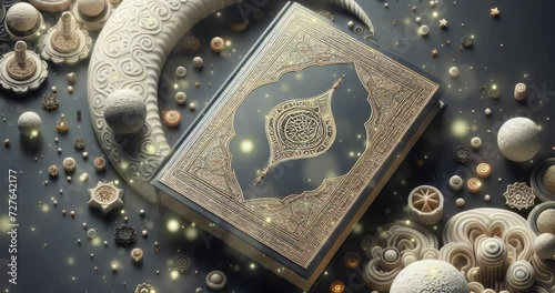 Nuzul Quran Concept with copy space with and moon as a background