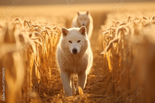 Wolf in sheeps clothing. conceptual image of a deceptive wolf pretending to be a sheep photo