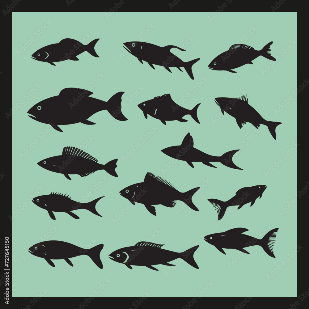 Fish silhouette set Fish silhouette set