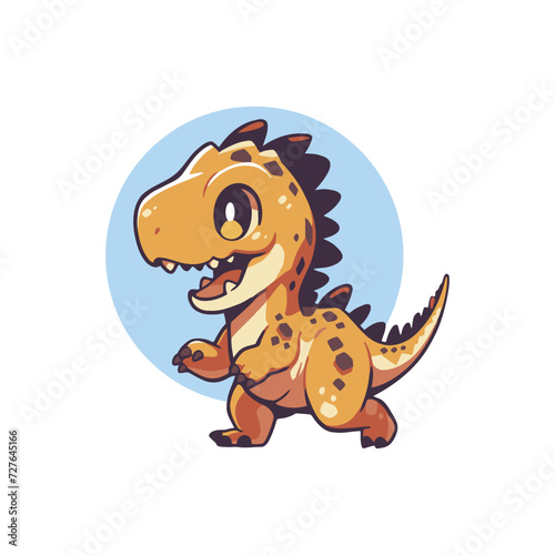 allosaurus animal chibi cartoon style isolated plain background, vector illustration © Tina