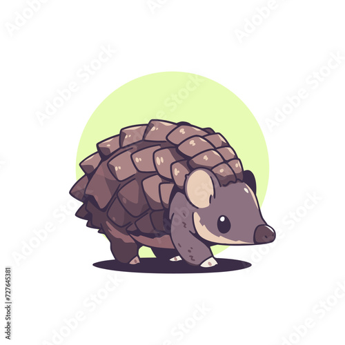 cute armadillo animal chibi cartoon style isolated plain background, vector illustration