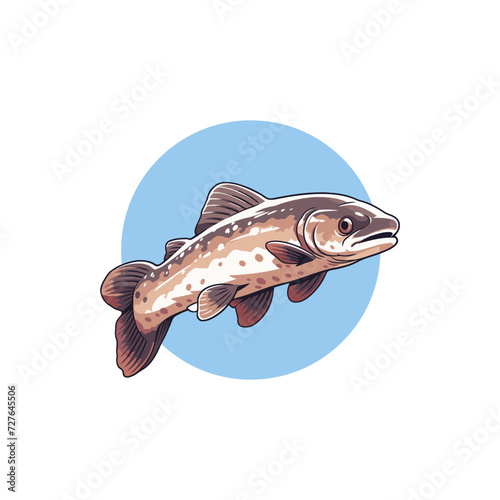 Arctic Cod fish animal chibi cartoon style isolated plain background, vector illustration