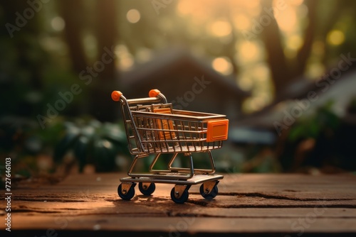 Effortless online shopping. virtual shopping cart atop laptop for seamless e-commerce experience