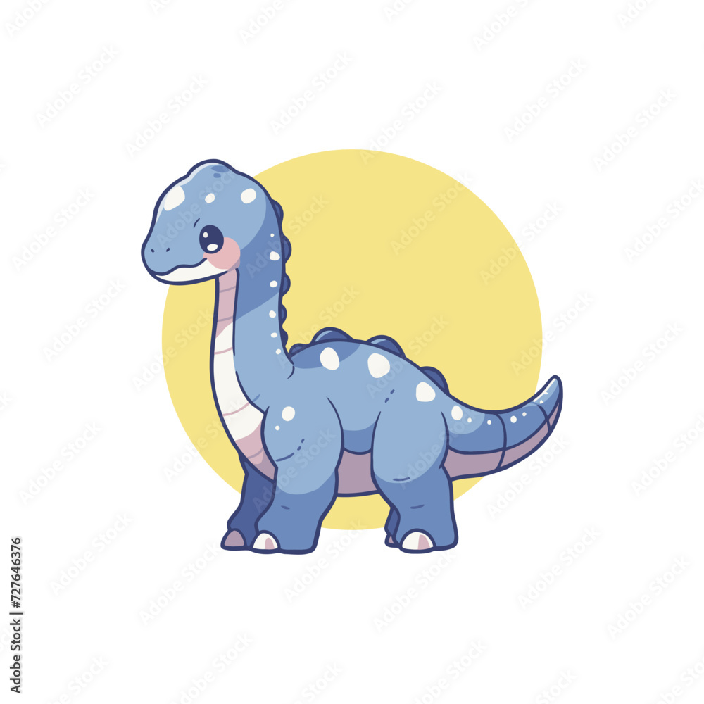 Brachiosaurus animal chibi cartoon style isolated plain background, vector illustration Brachiosaurus animal chibi cartoon style isolated plain background, vector illustration