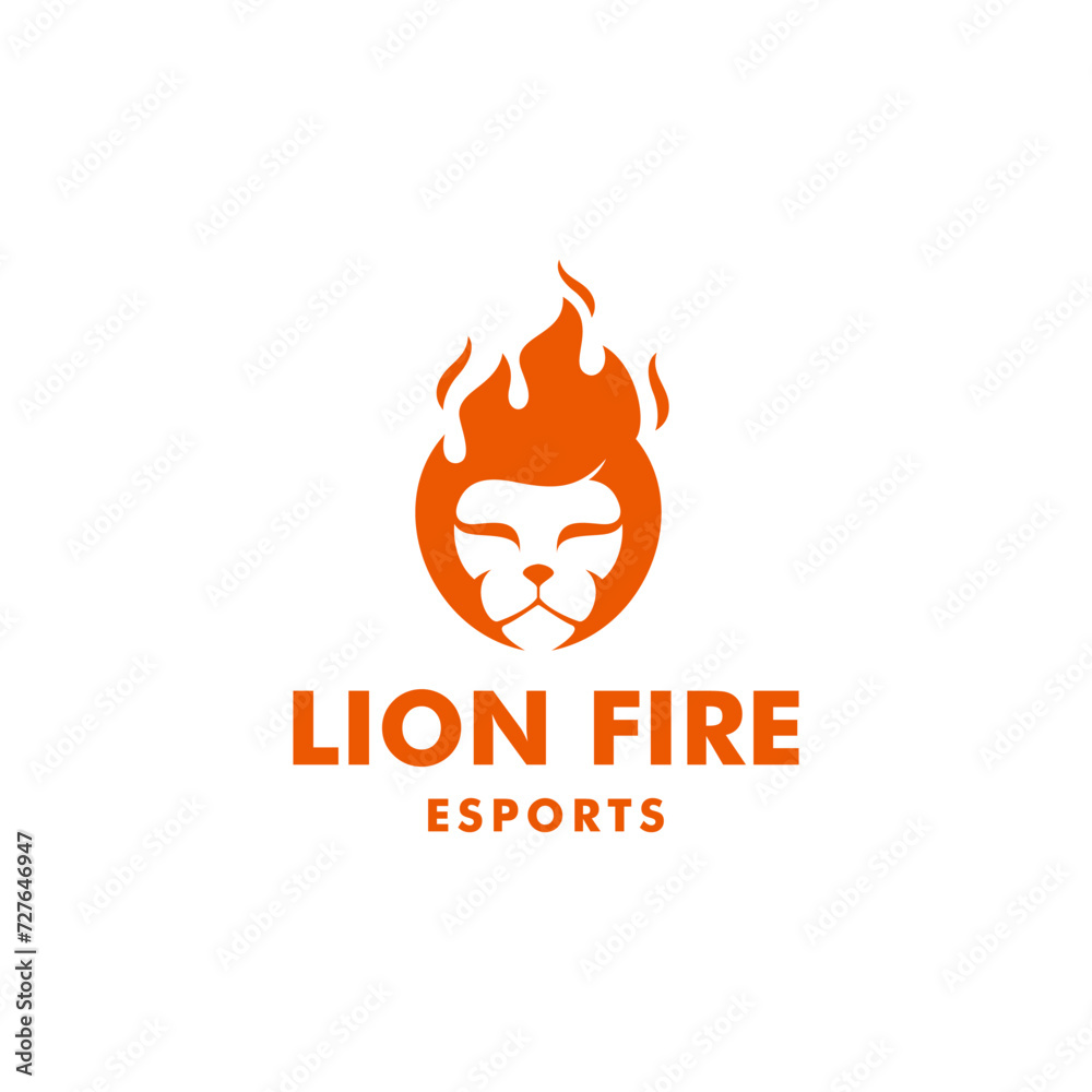 Lion silhouette that forms fire flame. illustration logo vector template Lion silhouette that forms fire flame. illustration logo vector template