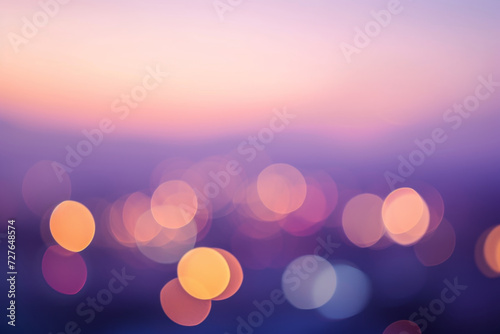Bokeh; Soft purple and blue orbs at dusk. 