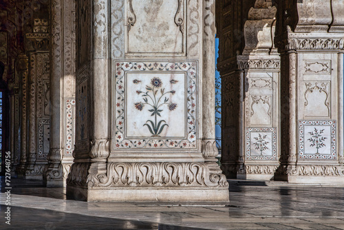 Photography Detail section of a decorative pillar, Red Fort, New Delhi