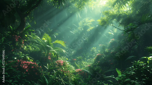 lush alien jungle with floating islandsextraterrestrial wildlife and phosphorescent plants A world w Generative AI photo