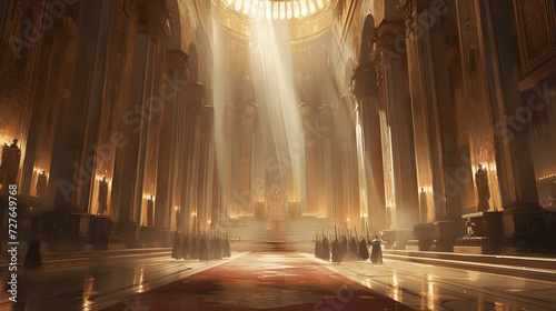 high fantasy throne roomelven kings and arcane symbols a majestic and ethereal palace chamber where  Generative AI
