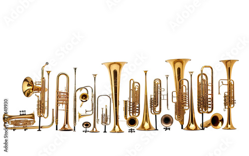 Symphony of Musical Instruments on White or PNG Transparent Background.