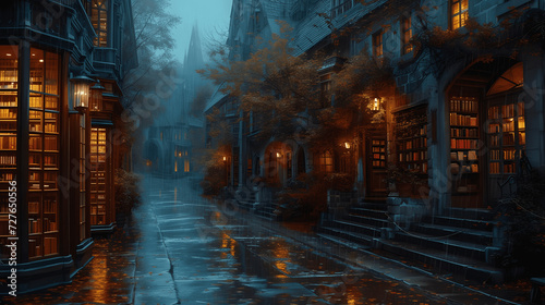 enchanted bookshop on a rainy eveningtomes that whisper secrets and transport readers Nestled on a c Generative AI