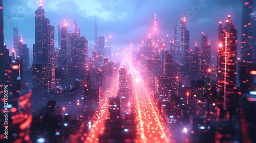 digital cyber cityneon data streams and virtual inhabitants a vibrant metropolis in cyberspace pulsi Generative AI