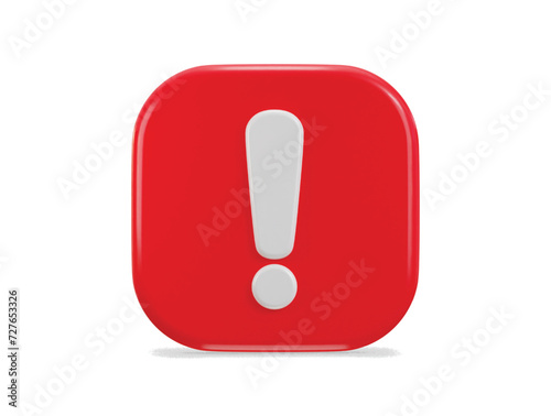 exclamation sign warning or danger risk alert problem icon 3d render