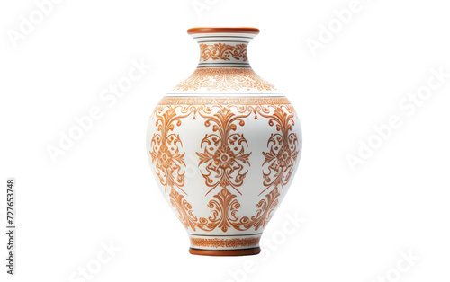 Crafted Traditional Ceramic Vase on White or PNG Transparent Background.