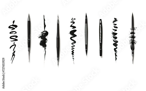 Calligraphic Artistry Brush Set on White or PNG Transparent Background.