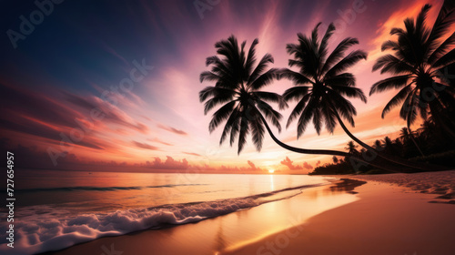 Pristine Paradise  Captivating Sunset and Silhouetted Palms Over Tropical Bliss