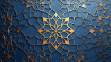 Elegant blue and gold Islamic mandala pattern background