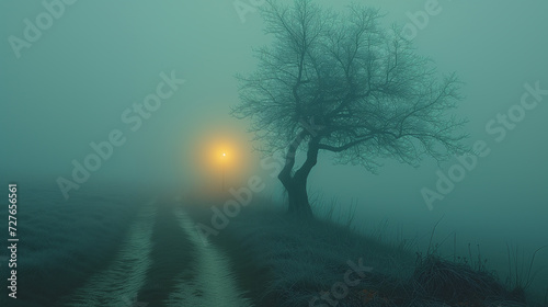 霧の中の街灯