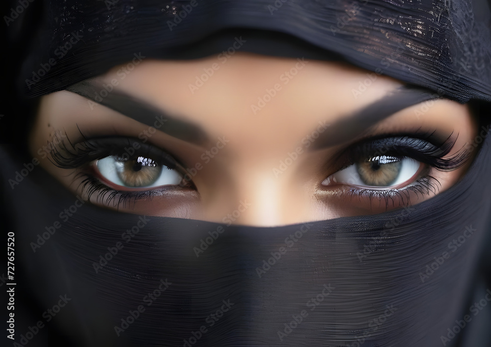 close-up portrait of a woman in Niqab