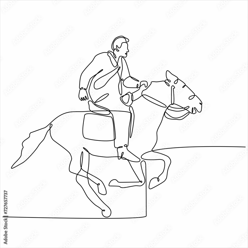 western cowboy continuous line drawing on horse vector illustration western cowboy continuous line drawing on horse vector illustration