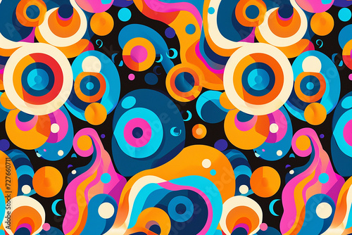 Psychedelic background in the style of the 60s and 70s. AI generative.