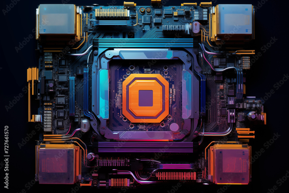 Fototapeta premium Closeup of modern CPU central processing unit. Generative AI