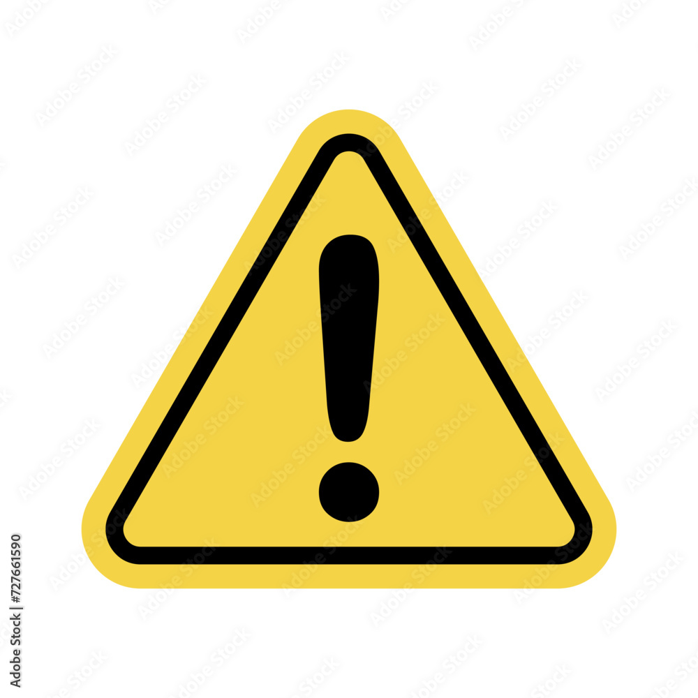 Hazard warning sign, triangle yellow sign with exclamation mark to warn of danger Hazard warning sign, triangle yellow sign with exclamation mark to warn of danger