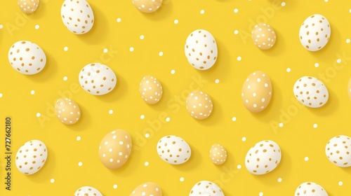 A Vibrant Collection of Decorated Easter Eggs on a Yellow Background