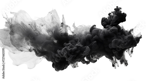 Black paint splash explosion smoke cloud isolated on transparent background	 photo