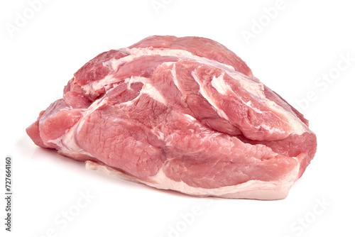 Raw pork ham, pork leg, isolated on white background. photo