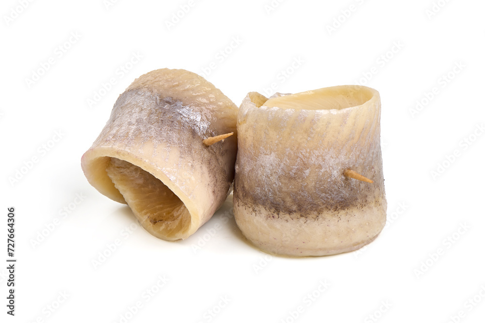 Salted herring, isolated on white background. Salted herring, isolated on white background.