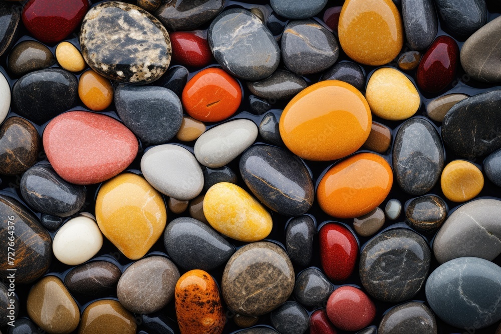 This photograph captures a detailed view of numerous rocks arranged closely together. This photograph captures a detailed view of numerous rocks arranged closely together.