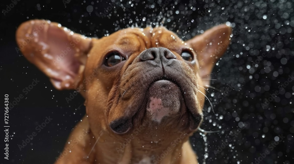 bulldog puppy in water