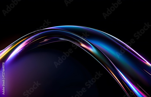 3d render, colorful background with abstract waves of light on a black empty background 