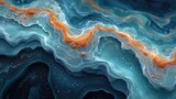 Abstract Blue and Orange Fluid Art Texture Waves.