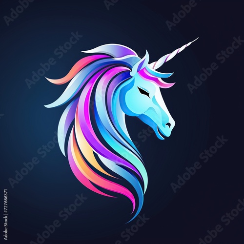 Cute unicorn face in flat style for clothes or as logotype  badge  icon  card  poster  t-shirt  invitation  banner template