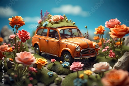 flowers in the car