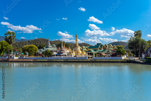 Wat Chong Kham and Wat Chong Klang are the most famous landmarks of Mae Hong Son. The temples are built in Burmese style and are located on a lake in midd of town photo